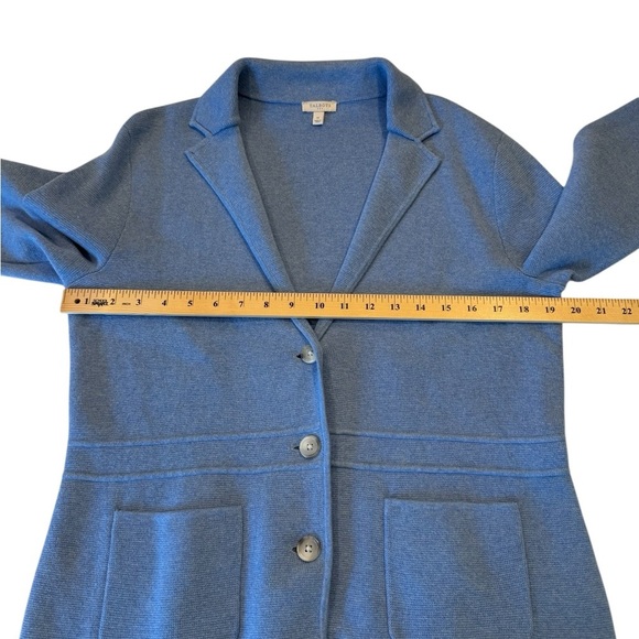 Talbots Indigo Blue Cotton 3 Button Blazer Patch Pockets Jacket Womens Size Med - Picture 10 of 14